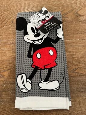 Disney Mickey Mouse Grey & Red Kitchen Towel set of 2 NWT